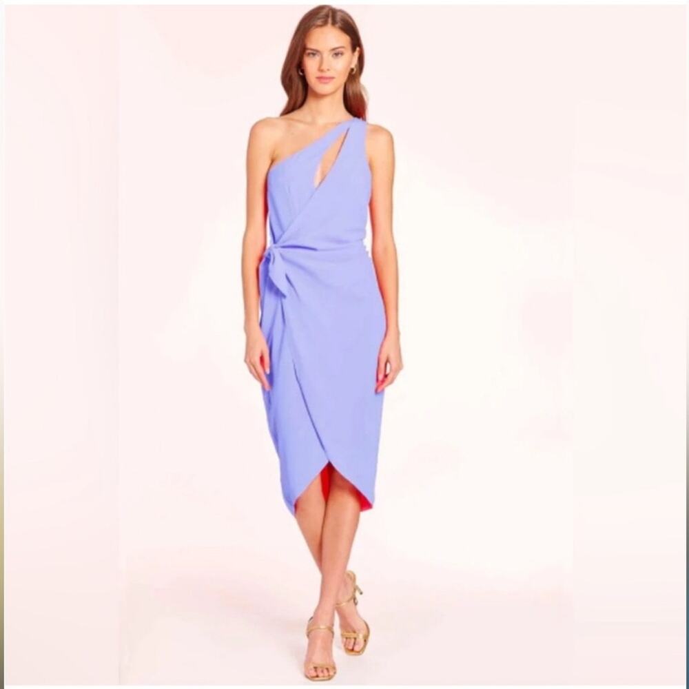 Amanda uprichard conetta midi dress asymmetrical one shoulder blue wedding S